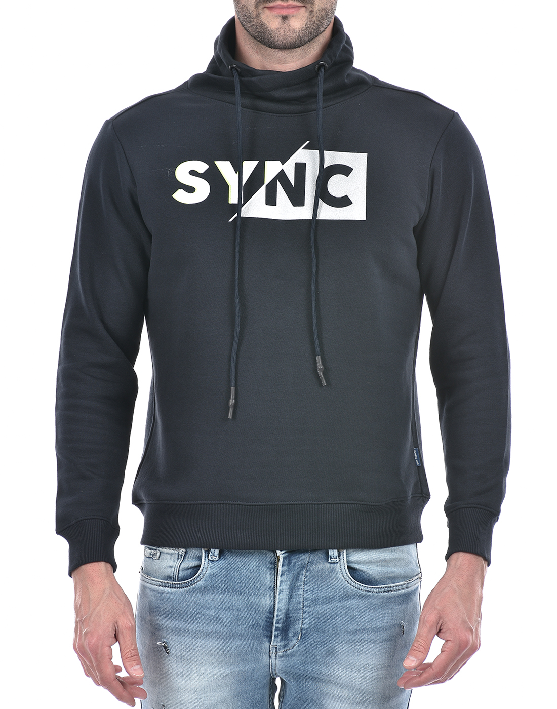 Numero Uno Men Abstract Dark Blue Sweat Shirt
